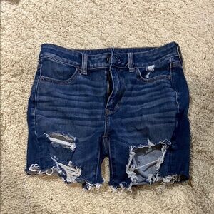 American Eagle Outfitters Blue Jean Shorts High-Waisted Distressed